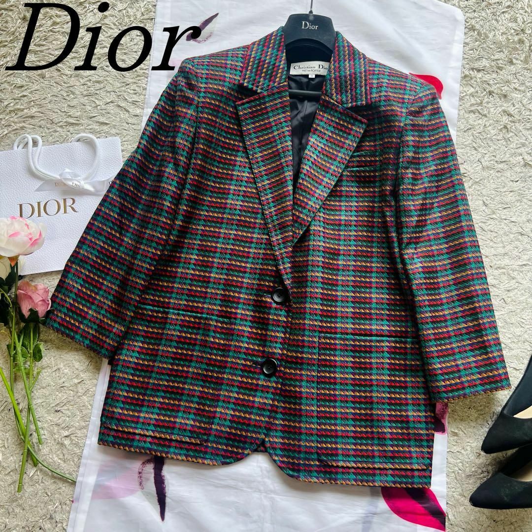 美品】Christian Dior 総柄ジャケット ミドル丈 M ビンテージ-
