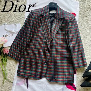 クリスチャンディオール(Christian Dior)の【美品】Christian Dior 総柄ジャケット ミドル丈 M ビンテージ(テーラードジャケット)