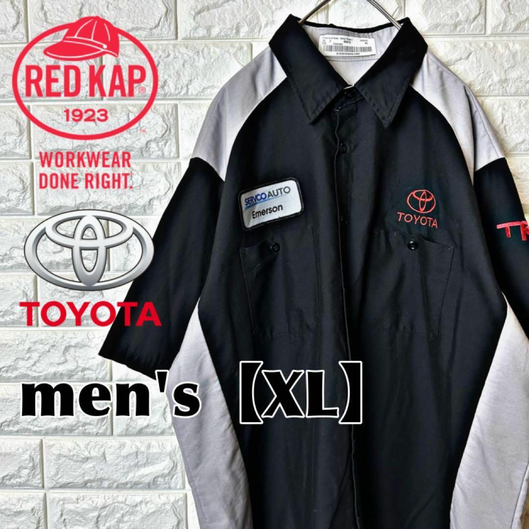 O66【RED LAP】企業ロゴ半袖ボタンシャツ【メンズXL】ブラック