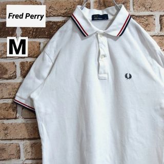 FRED PERRY - 《フレッドペリー》日本製 ホワイト M 刺繍ロゴ 半袖