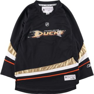 リーボック(Reebok)の古着 リーボック Reebok NHL ANAHEIM DUCKS アナハイムダック Vネック ゲームシャツ ホッケーシャツ レディースXL /eaa354846(Tシャツ(半袖/袖なし))