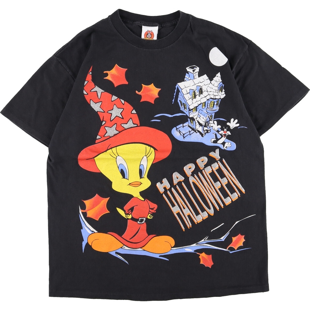 90年代 ルーニーテューンズ LOONEY TUNES TWEETY トゥイーティー ラメプリント キャラクタープリントTシャツ メンズL ヴィンテージ /eaa354543