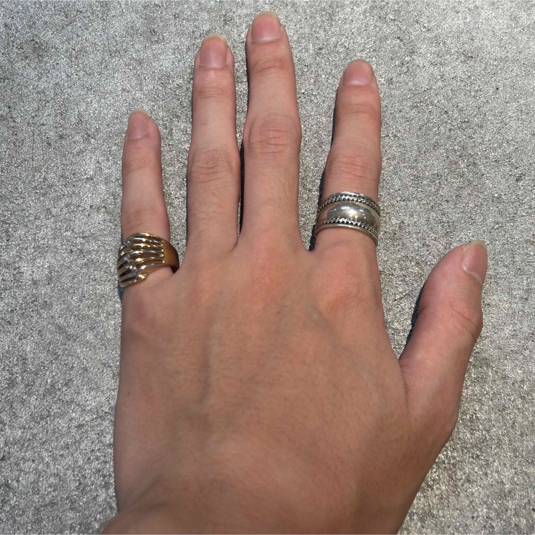 VINTAGE ヴィンテージシルバー・ゴールド 透かしデザインリング/ジュエリー メンズのアクセサリー(リング(指輪))の商品写真