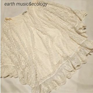 アースミュージックアンドエコロジー(earth music & ecology)のearth＊総レースフリルポンチョトップス＊花 ボリューム シースルー(シャツ/ブラウス(長袖/七分))