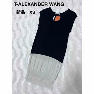 アレキサンダーワン(Alexander Wang)の新品タグ付き T アレキサンダーワン サマーニット XS ミドル丈 シルクベスト(ニット/セーター)