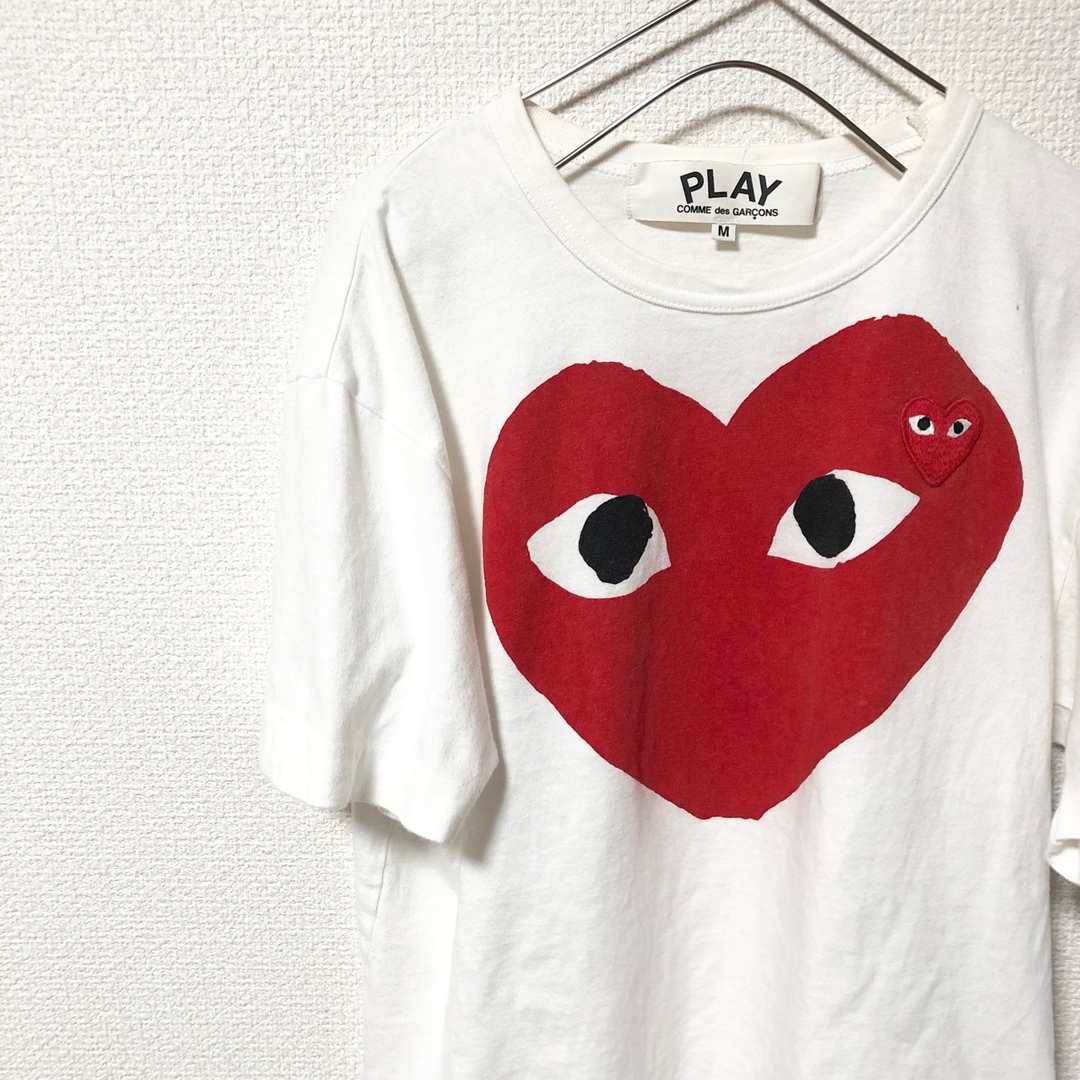 COMME des GARCONS(コムデギャルソン)のプレイコムデギャルソン 半袖Tシャツ ハート ホワイト Mサイズ レディースのトップス(Tシャツ(半袖/袖なし))の商品写真