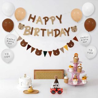 【誕生日】風船 パーティー バルーン 誕生日 お祝い HB熊三角旗(ウェルカムボード)