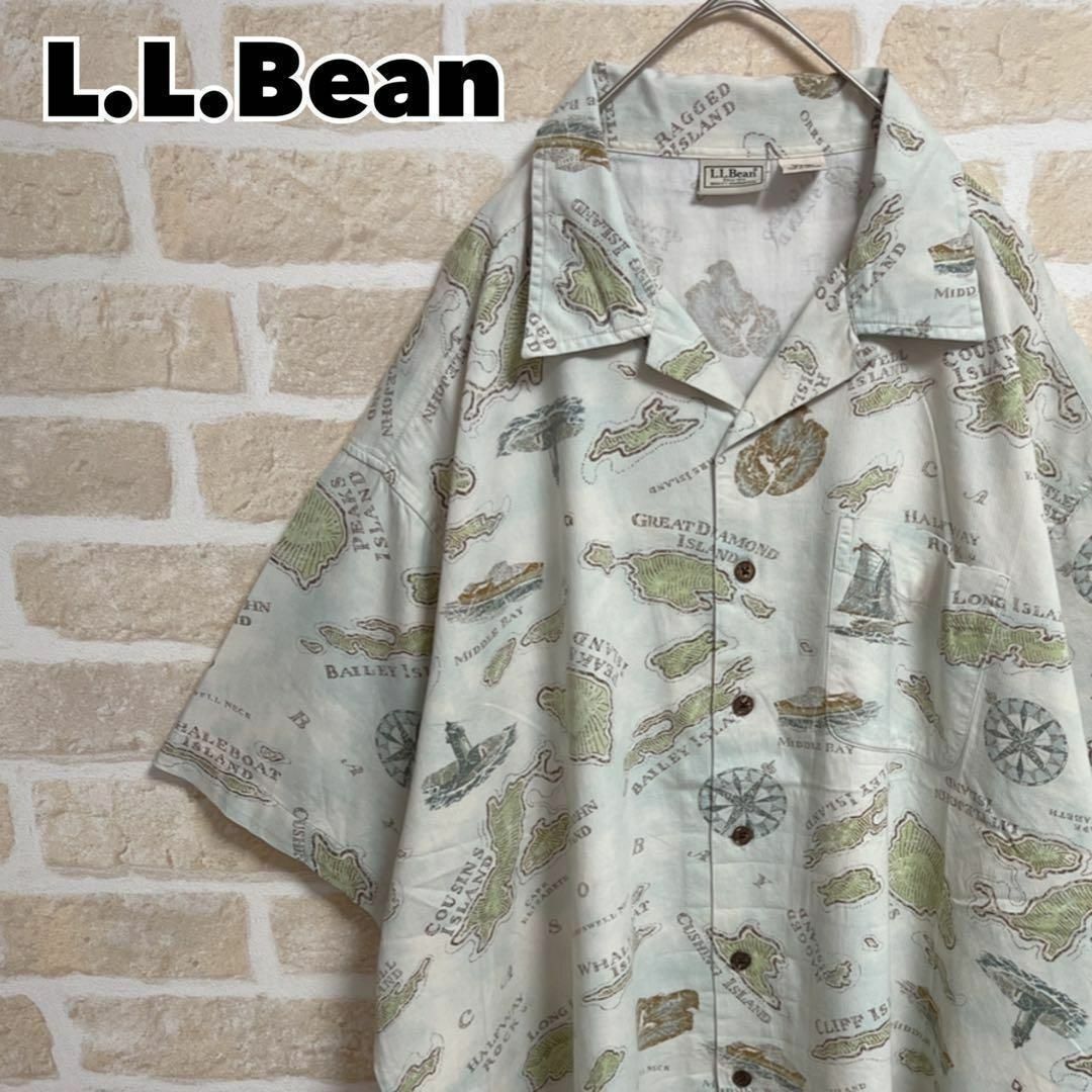 スマートスクラブス 90's L.L.Bean 総柄開襟シャツ オープンカラー