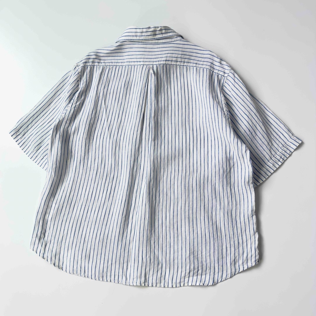 DANTON(ダントン)の美品 ダントン 丸襟ストライプリネンプルオーバーシャツ 36 ブラウス レディースのトップス(シャツ/ブラウス(半袖/袖なし))の商品写真