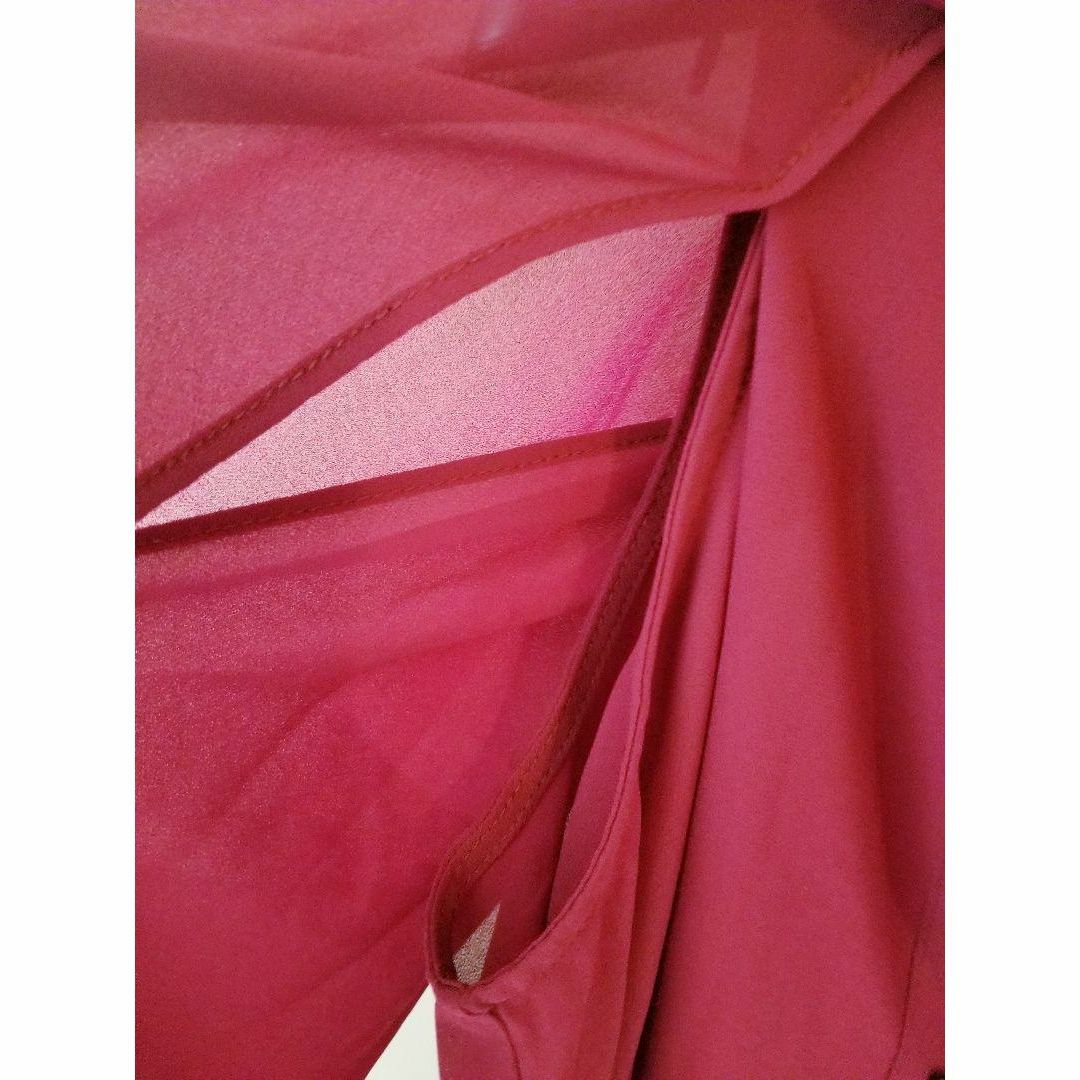 JURIANO JURRIE(ジュリアーノジュリ)のJURIANOJURRIE  赤紫 シフォンブラウス ロング チュニック レディースのトップス(シャツ/ブラウス(半袖/袖なし))の商品写真