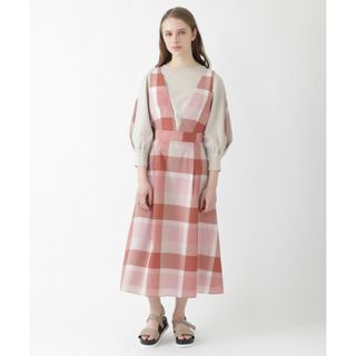 バーバリーブルーレーベル(BURBERRY BLUE LABEL)のブルーレーベルクレストブリッジ チェックエコナイロンワッシャージャンパースカート(ひざ丈スカート)