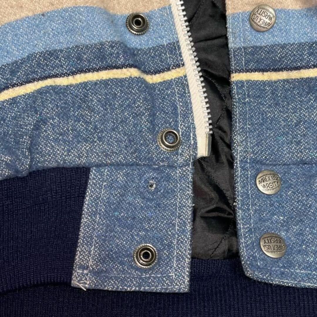 90s AVIREX アヴィレックス レザージャケット スタジャン ウール 刺繍