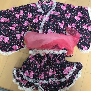 浴衣ドレス 130センチ 女の子 上衣とスカートと帯2本 セパレート(甚平/浴衣)