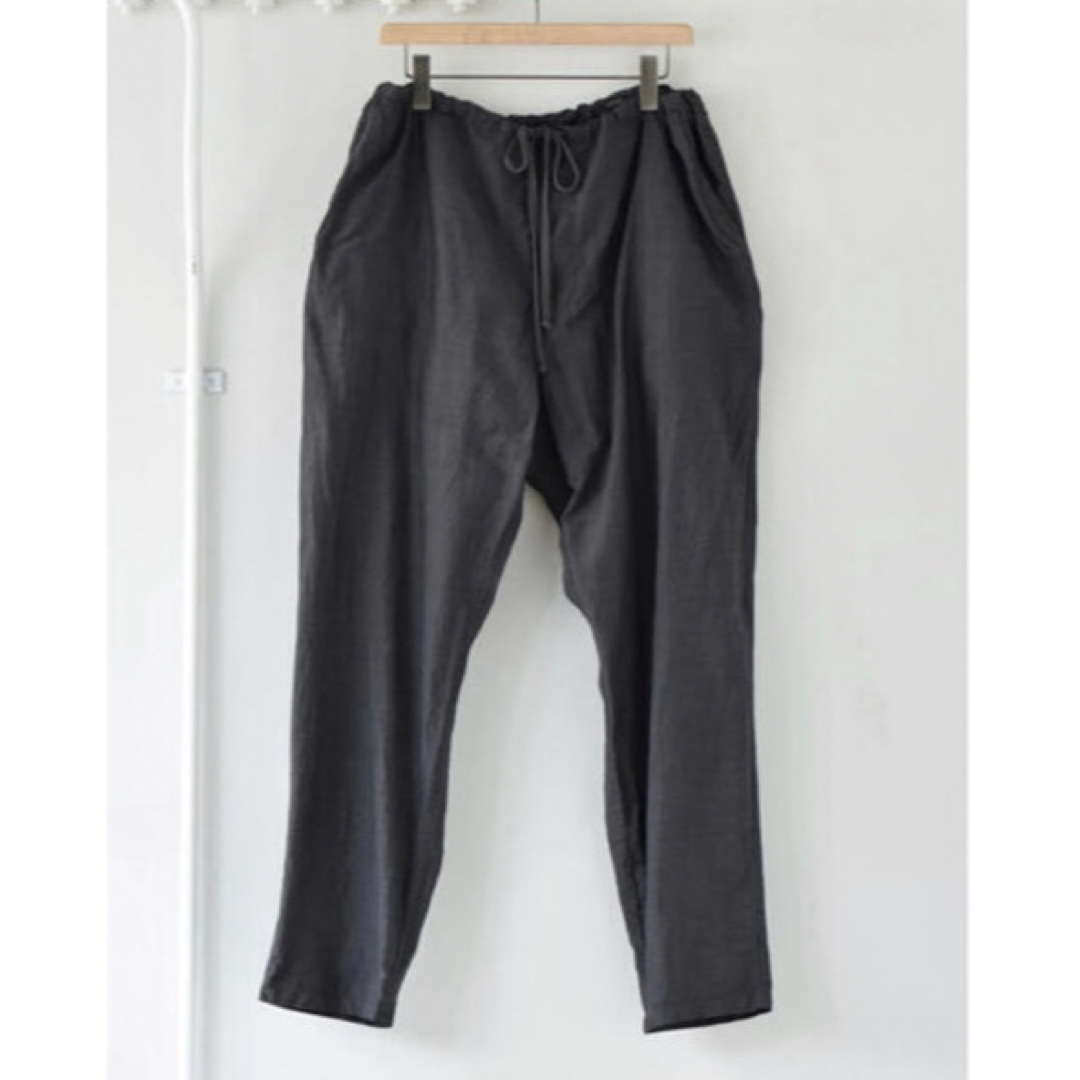COMOLI (コモリ) 21SS 杢シルクドローストリングパンツ チャコール