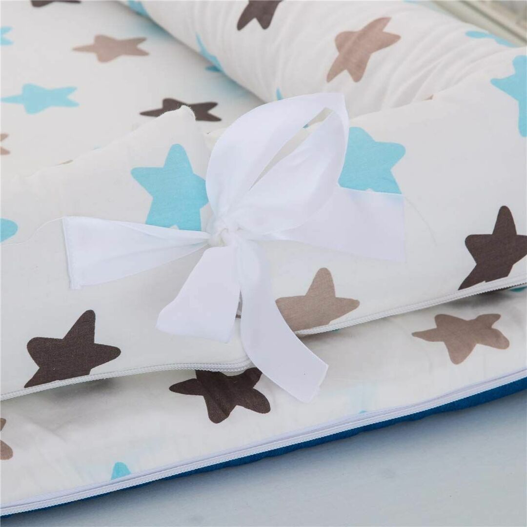 【色: ホワイト-星】Luddy ベビーベッド 新生児 枕付き ベッドインベッド