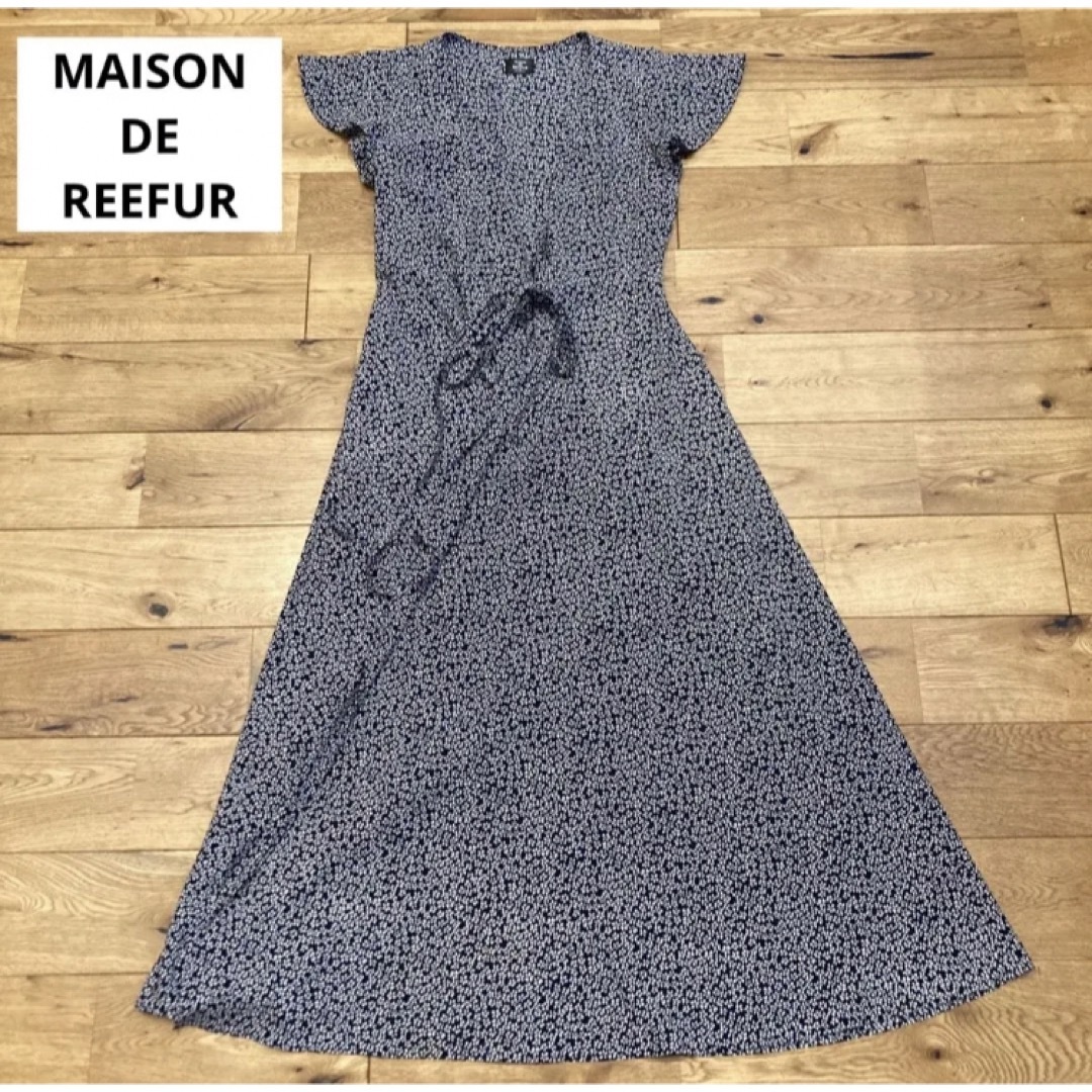 Maison de Reefur(メゾンドリーファー)の送料込み　メゾンドリーファー　カシュクールワンピース　ドレス　ネイビー　40 レディースのワンピース(ロングワンピース/マキシワンピース)の商品写真