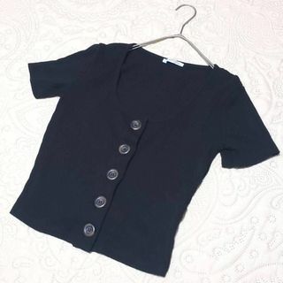 ザラ(ZARA)のザラ レディース【M】カーディガン♡短袖 コットン混♡ セクシー♡AS 黒(カーディガン)