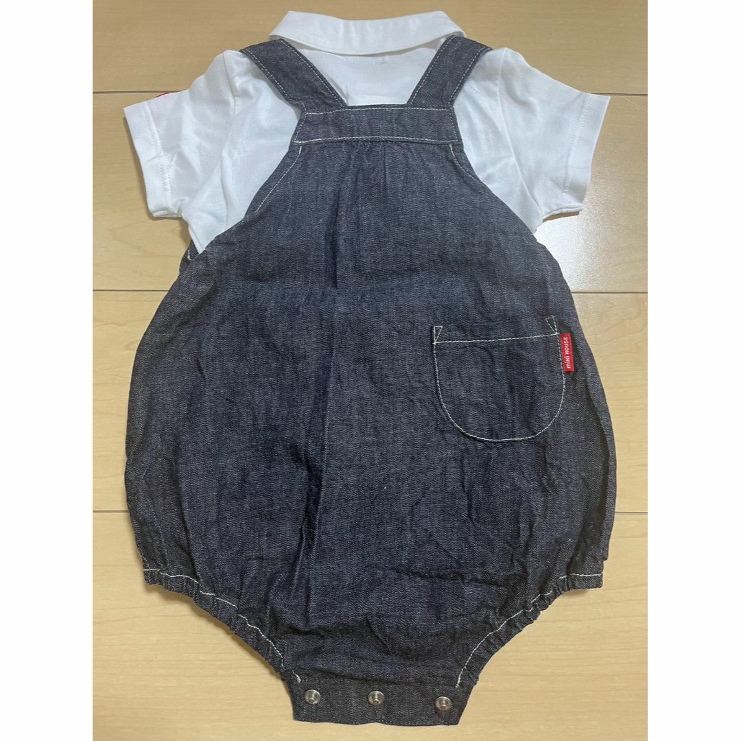 miki HOUSEミキハウス ロゴ入りロンパース M サイズ (80-90)キッズ服男の子用(90cm~)