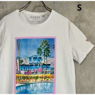 ゲス(GUESS)のゲス　GUESS  白　Tシャツ　S  綿95%  ポリウレタン5%(Tシャツ/カットソー(半袖/袖なし))