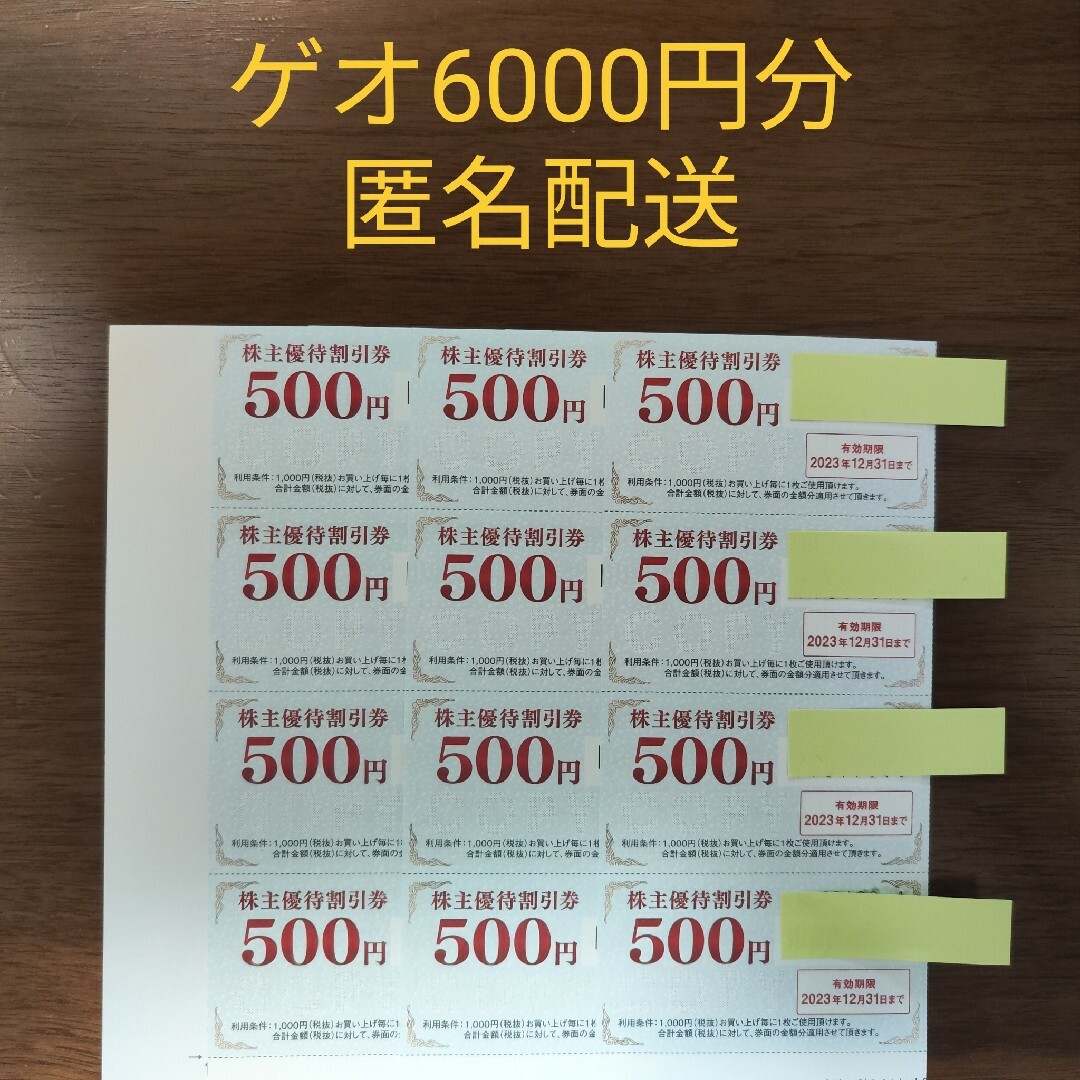 ゲオ株主優待　3セット　6000円分
