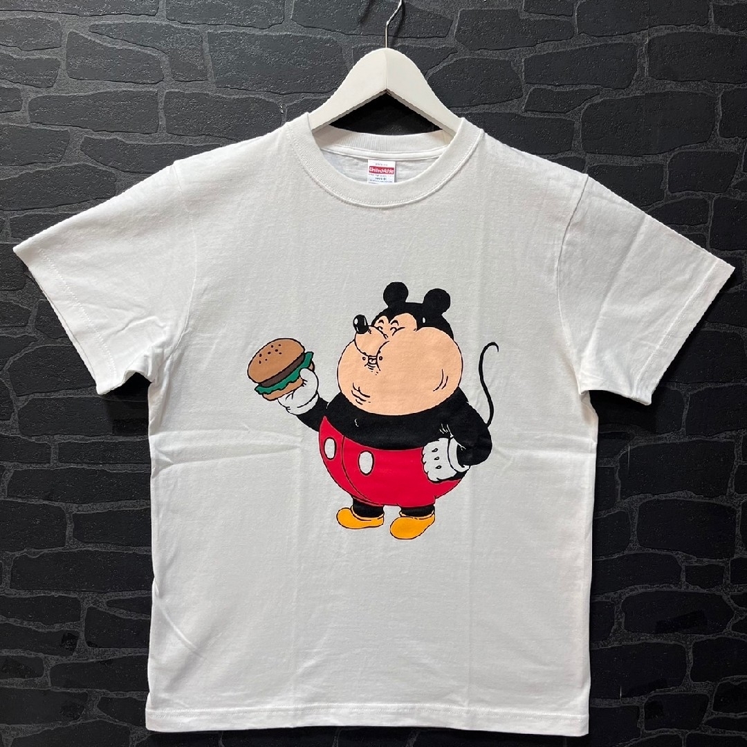 パロディ tシャツ 男女兼用CHUBBY ミッキー 半袖 面白いTシャツ(白の ...