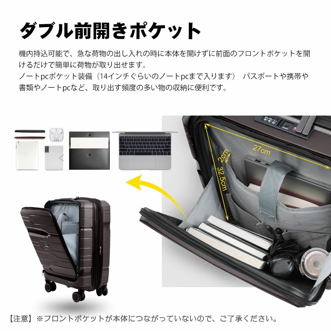 【色: グレー】[タビトラ] スーツケース キャリーケース 機内持込 トップオー