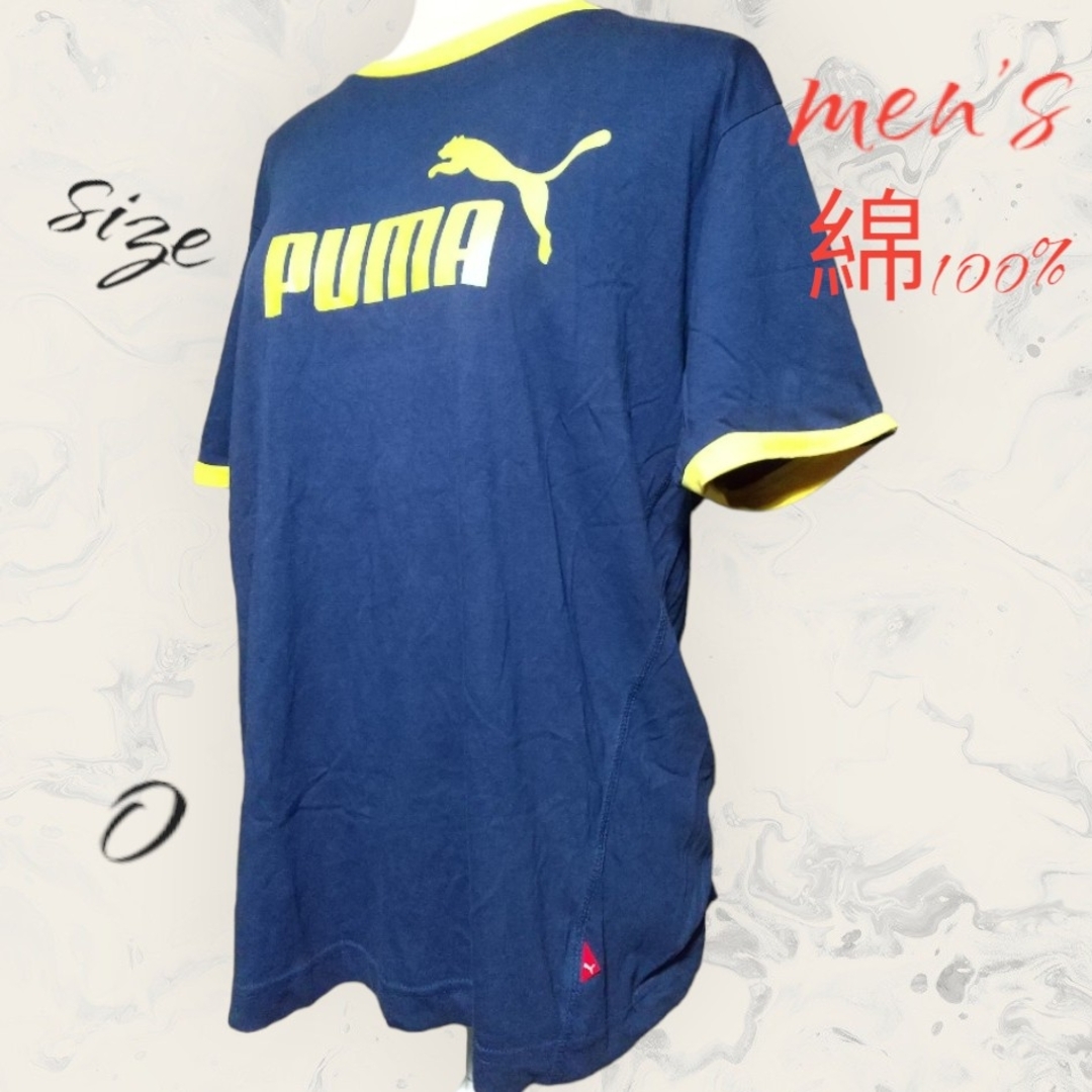 PUMA(プーマ)の70 PUMA メンズ 青×黄色 半袖 Tシャツ ロゴ プリント 綿100% メンズのトップス(Tシャツ/カットソー(半袖/袖なし))の商品写真