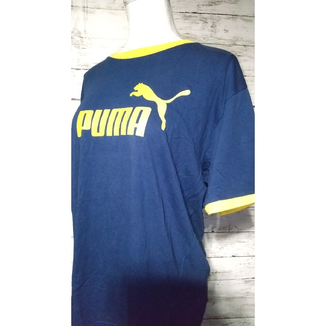 PUMA(プーマ)の70 PUMA メンズ 青×黄色 半袖 Tシャツ ロゴ プリント 綿100% メンズのトップス(Tシャツ/カットソー(半袖/袖なし))の商品写真