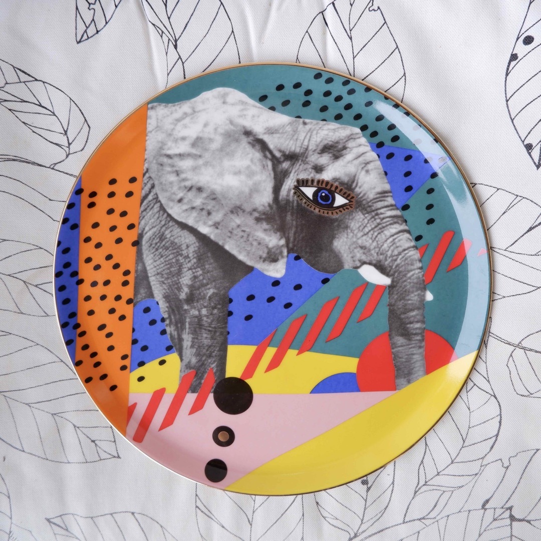 トルコ プレート皿 アート|Wild Life Elephant Plate-eastgate.mk