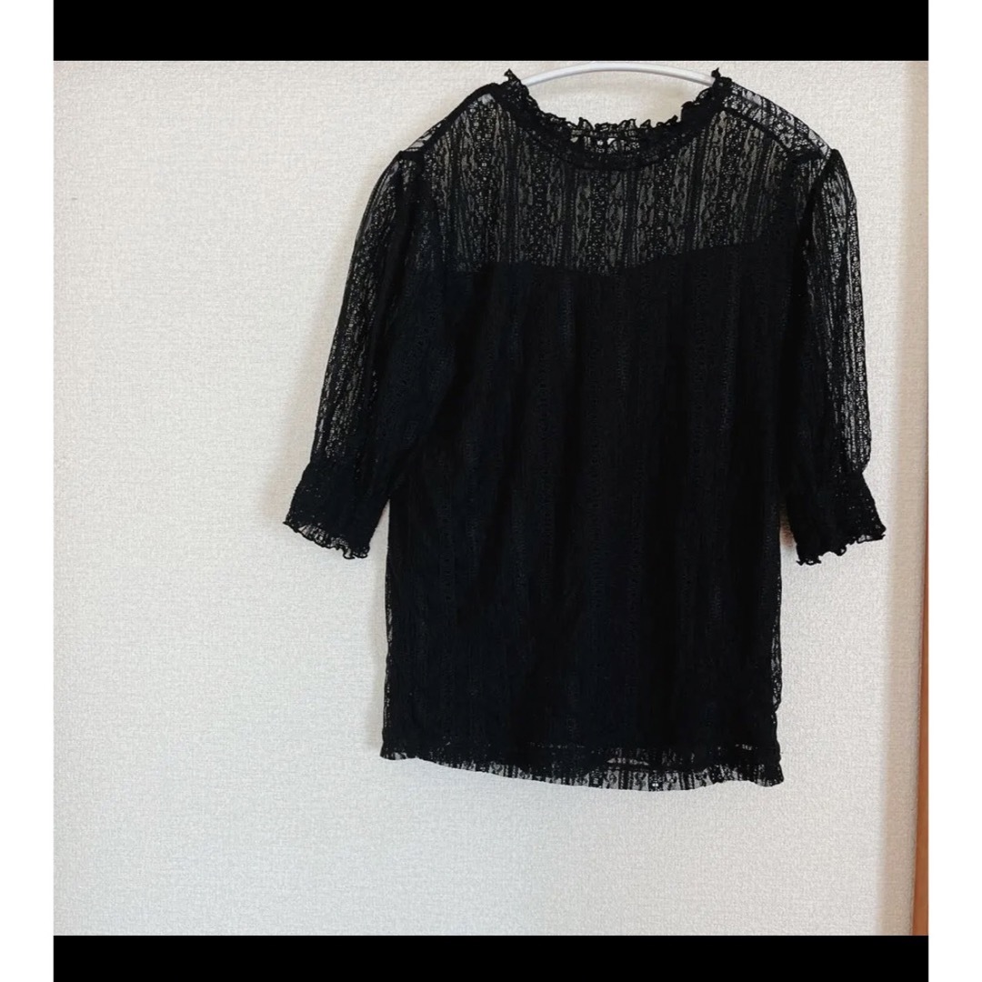 moussy(マウジー)の⚠️週末限定価格⚠️【moussy】ブラック✖️レーストップス♡フリーサイズ♡F レディースのトップス(カットソー(半袖/袖なし))の商品写真