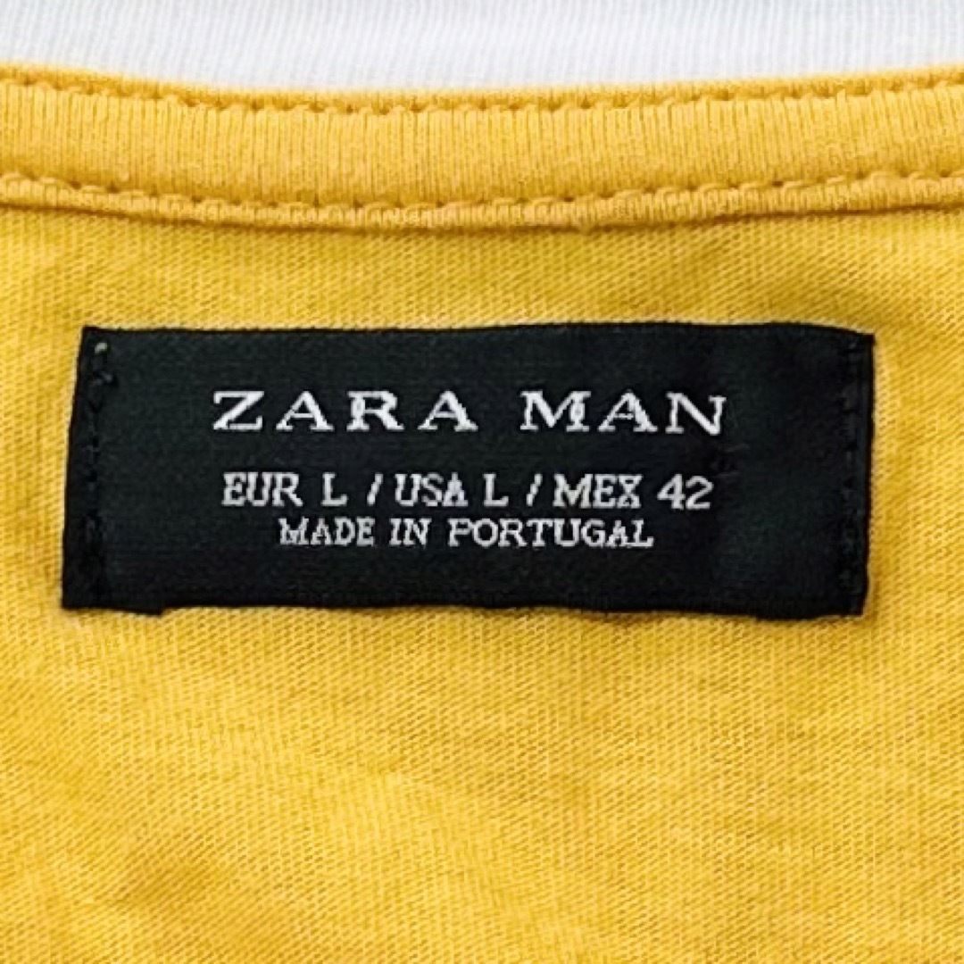 ZARA(ザラ)のZARA/ザラ★半袖リンガーTシャツ★イエロー×ホワイト/黄×白★USA L メンズのトップス(Tシャツ/カットソー(半袖/袖なし))の商品写真