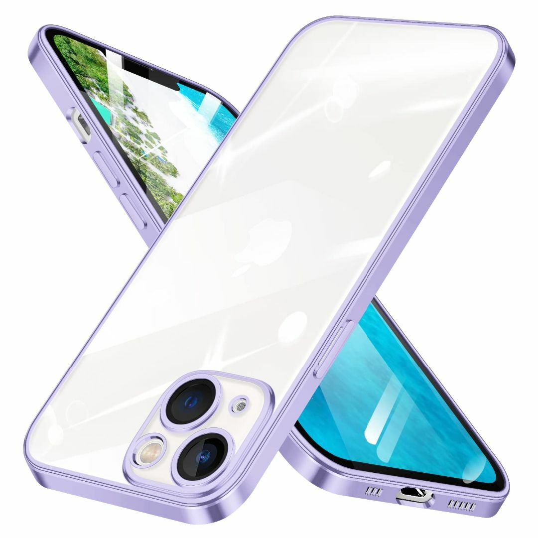 【色: 薄紫】iPhone 14 用 ケース クリア TPU 薄型 カバー スマ