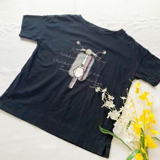 カジュアル　アルドリッジ　A バイク　ロゴ半袖黒のTシャツ　カジュアル　綿100(Tシャツ(半袖/袖なし))