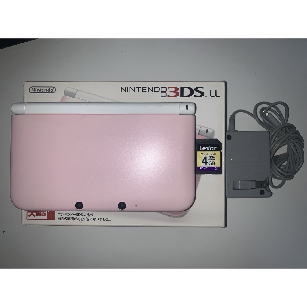 【美品】Nintendo 3DS  LL ピンク/ホワイト　充電機とSD付き