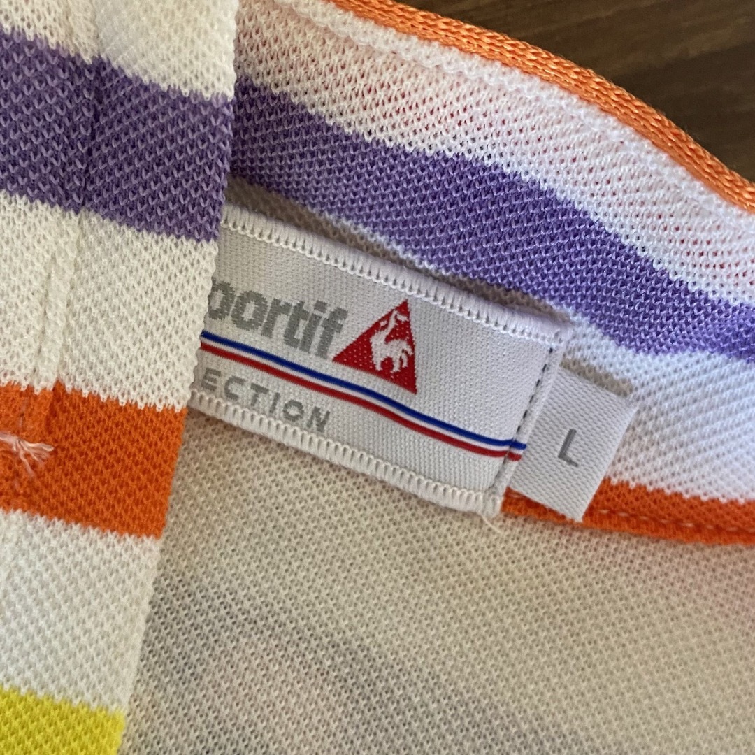 le coq sportif(ルコックスポルティフ)のルコック 美品！レディースLマルチボーダー　ハーフジップポロシャツ スポーツ/アウトドアのゴルフ(ウエア)の商品写真