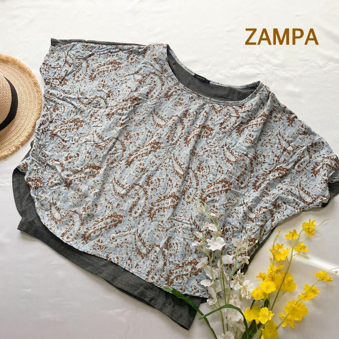 zampa(ザンパ)の【着心地抜群】【スタイル良く見せ】ZAMPA ザンパ　マガタマ柄　半袖トップス レディースのトップス(Tシャツ(半袖/袖なし))の商品写真