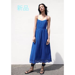 ザラ(ZARA)の新品タグ付！ZARA ザラ＊カットワーク刺繍キャミワンピース　S(ロングワンピース/マキシワンピース)