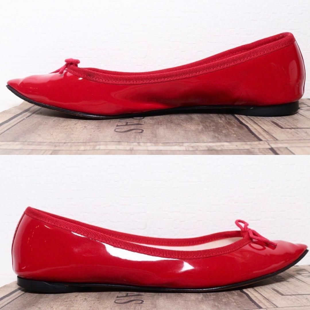 【美品】repetto レペット 24.5 ブリジット エナメル バレエ 赤 レディースの靴/シューズ(バレエシューズ)の商品写真
