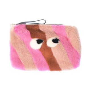 アニヤハインドマーチ(ANYA HINDMARCH)のANYA HINDMARCH クラッチバッグ - ピンクxベージュ系x茶系 【古着】【中古】(クラッチバッグ)