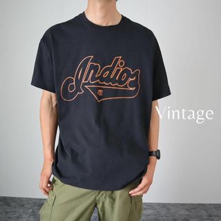 アートヴィンテージ(ART VINTAGE)の【vintage】バイカラー プリント ベースボール ルーズ Tシャツ 黒 XL(Tシャツ/カットソー(半袖/袖なし))