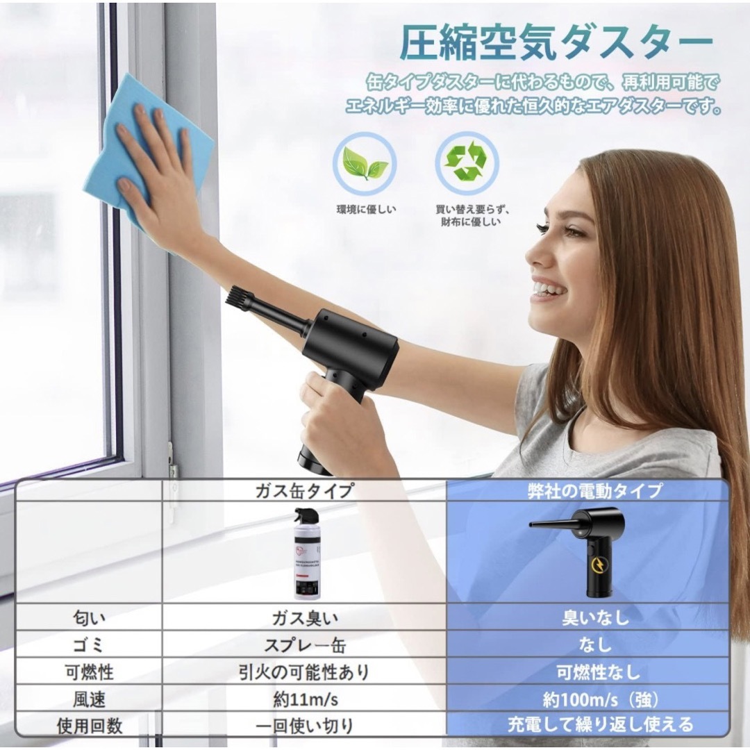 2023版 ブラシレスモーター】 エアダスター 電動エアダスター 110000の ...