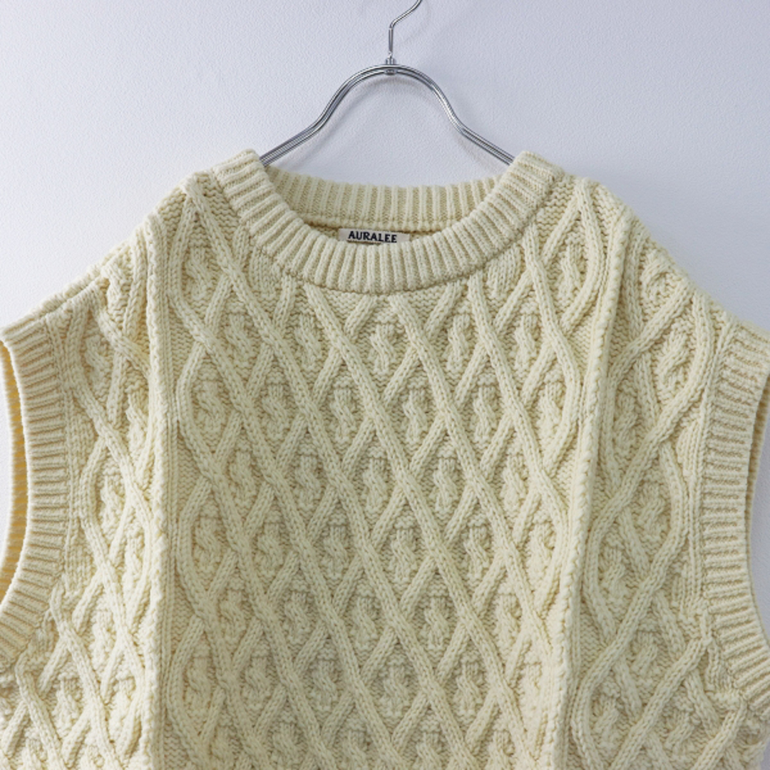 美品 AURALEE オーラリー HARD TWIST MERINO ARAN KNIT VEST ハード ...