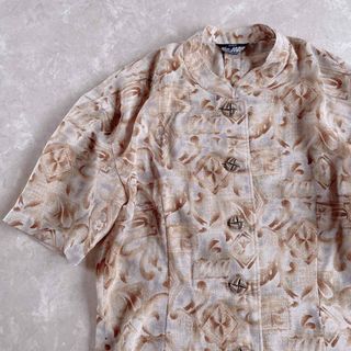 アートヴィンテージ(ART VINTAGE)のused レトロ 金ボタン 総柄 シャツ 古着 ヴィンテージ vintage(シャツ/ブラウス(半袖/袖なし))