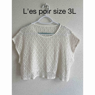 L'es poir レース 半袖 透け シャツ ショート丈 ホワイト 白 3L(Tシャツ(半袖/袖なし))