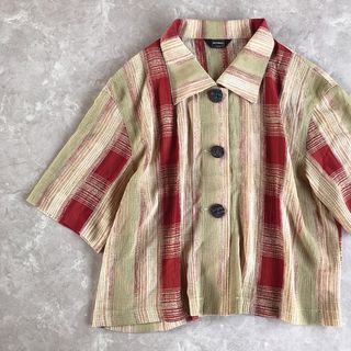 グリモワール(Grimoire)のused レトロ チェック 総柄 ブラウス 古着 ヴィンテージ vintage(シャツ/ブラウス(半袖/袖なし))