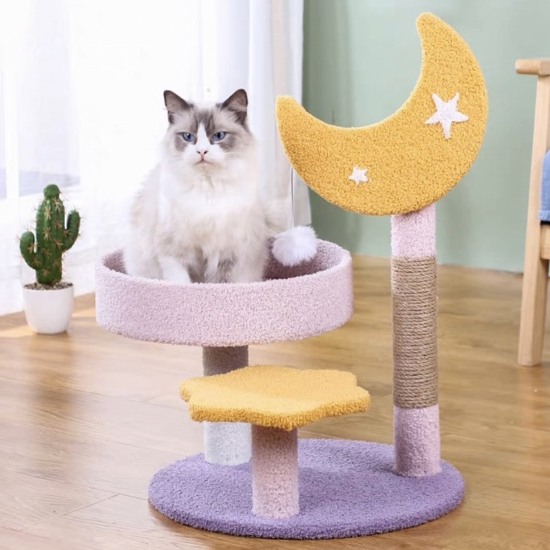 【新品】可愛い♡月キャットタワー　猫　爪研ぎ　ベッド　空　雲　猫グッズ　猫用