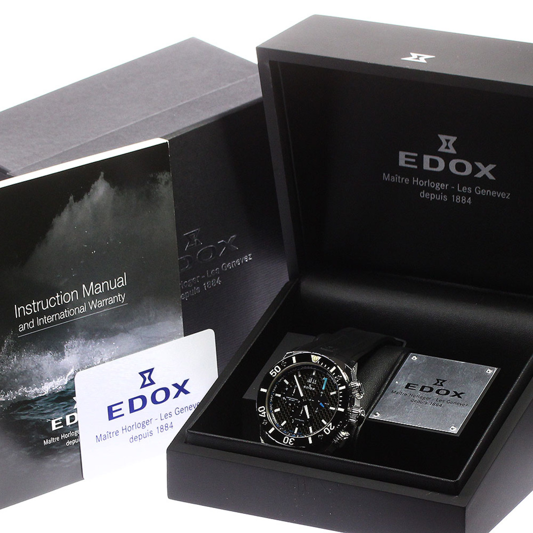 訳あり エドックス EDOX 10020-3-NBU クロノオフショア1 クロノグラフ ビッグデイト クォーツ メンズ 箱・保証書付き_761793