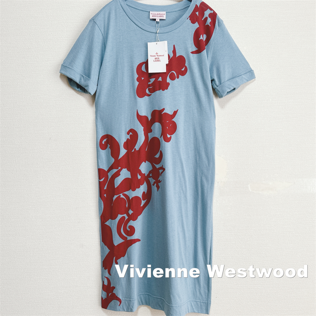 Vivienne Westwood(ヴィヴィアンウエストウッド)の【Vivienne Westwood】サックス ワンピース タグ付未使用 レディースのワンピース(ロングワンピース/マキシワンピース)の商品写真