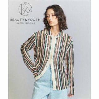 ビューティアンドユースユナイテッドアローズ(BEAUTY&YOUTH UNITED ARROWS)の美品★BEAUTY&YOUTH  コットンシルク メッシュニットカーディガン(カーディガン)