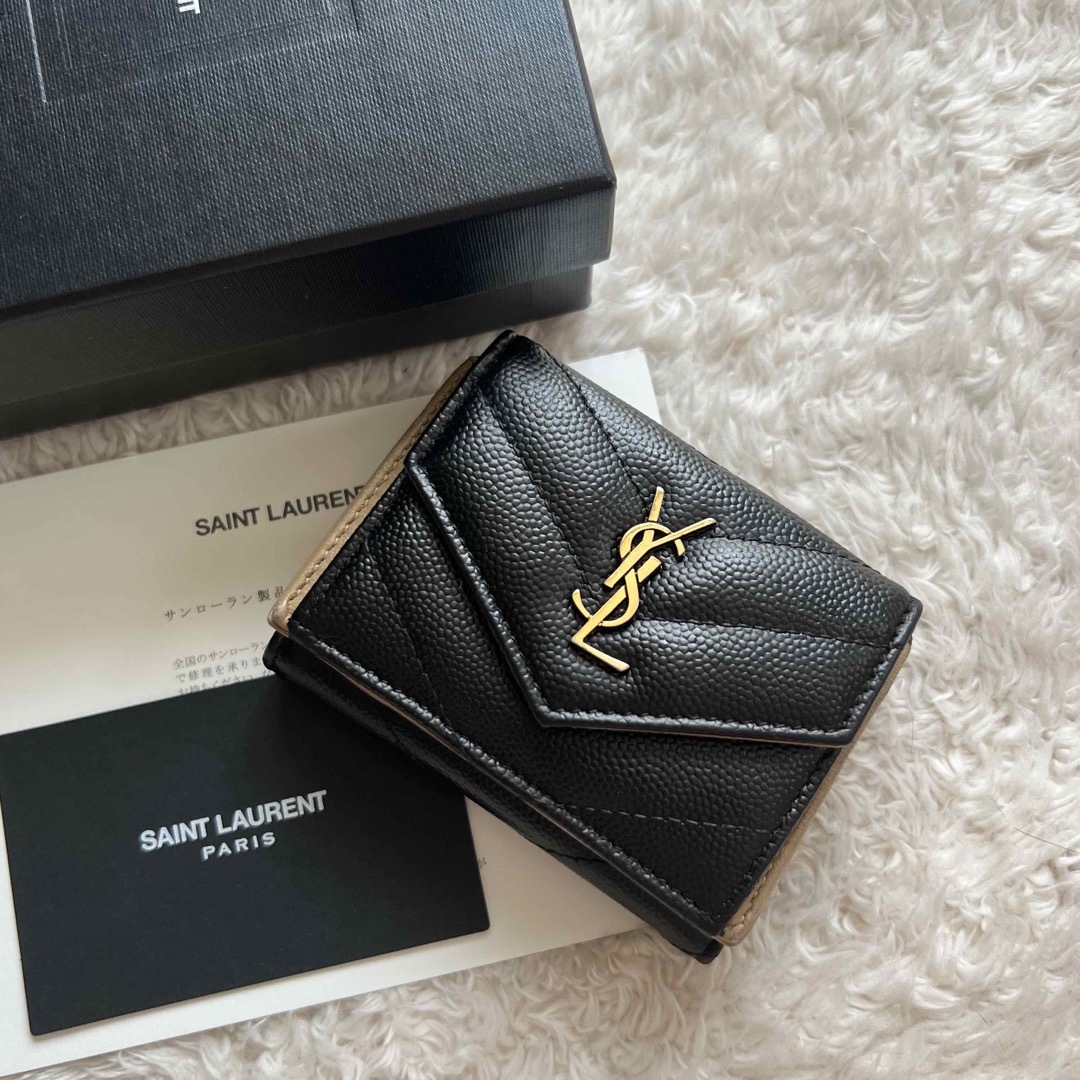 680 美品 saintlaurent イヴサンローラン 3つ折り財布-